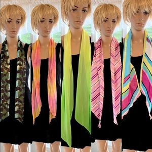 Lot of 5 Thin‎ Narrow Scarfs